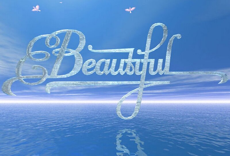 Word Beautiful on Water