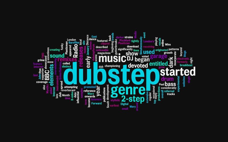 Word Cloud About Dubstep — Black