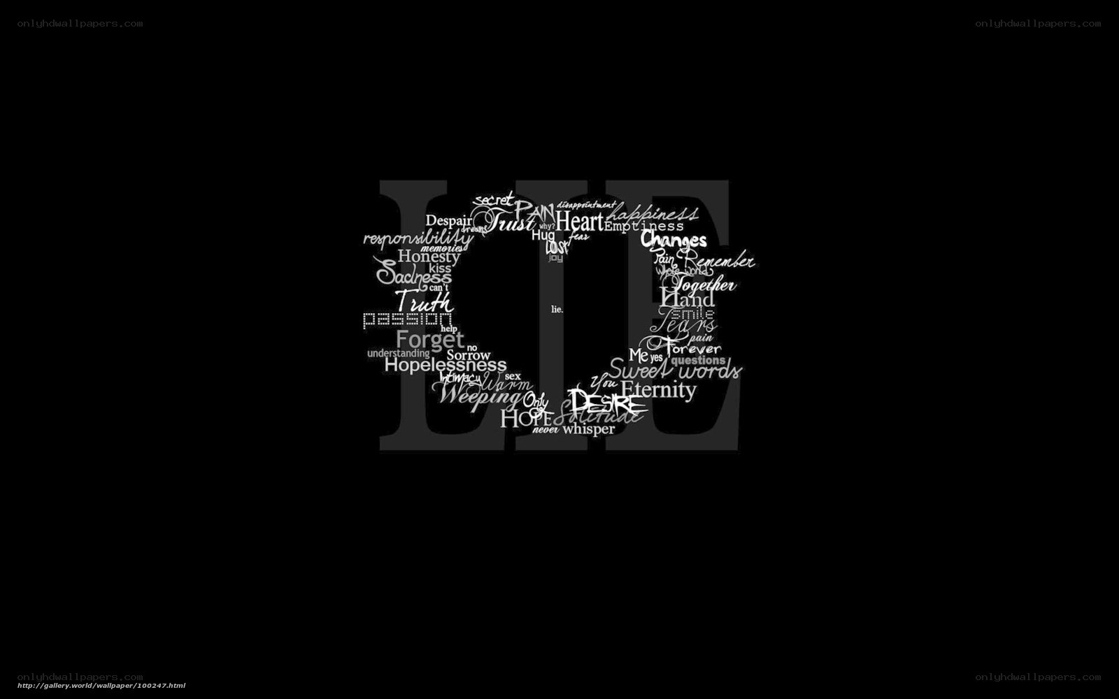 word cloud art on black