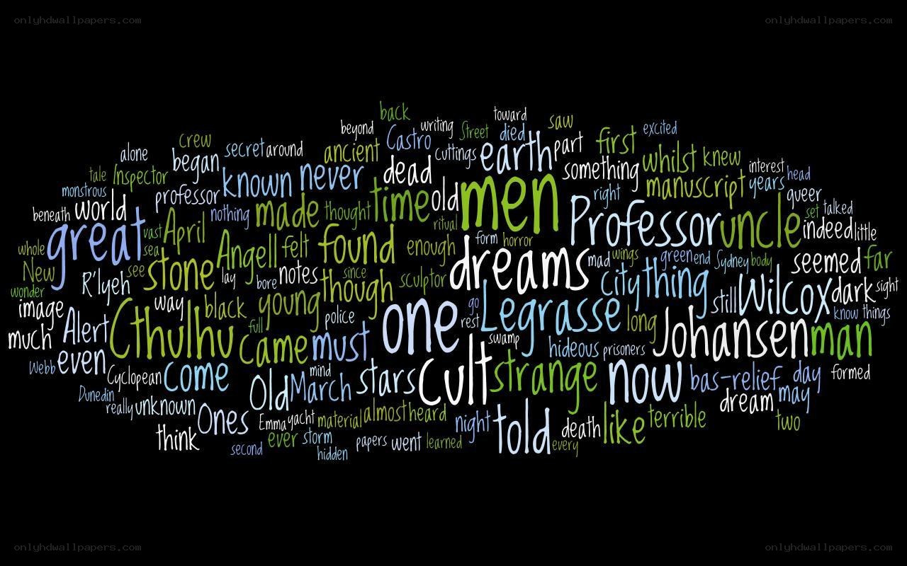 word cloud from a horror story