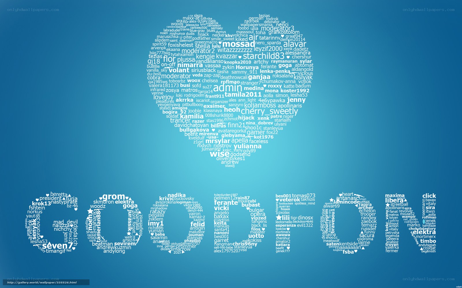 Word cloud heart and text