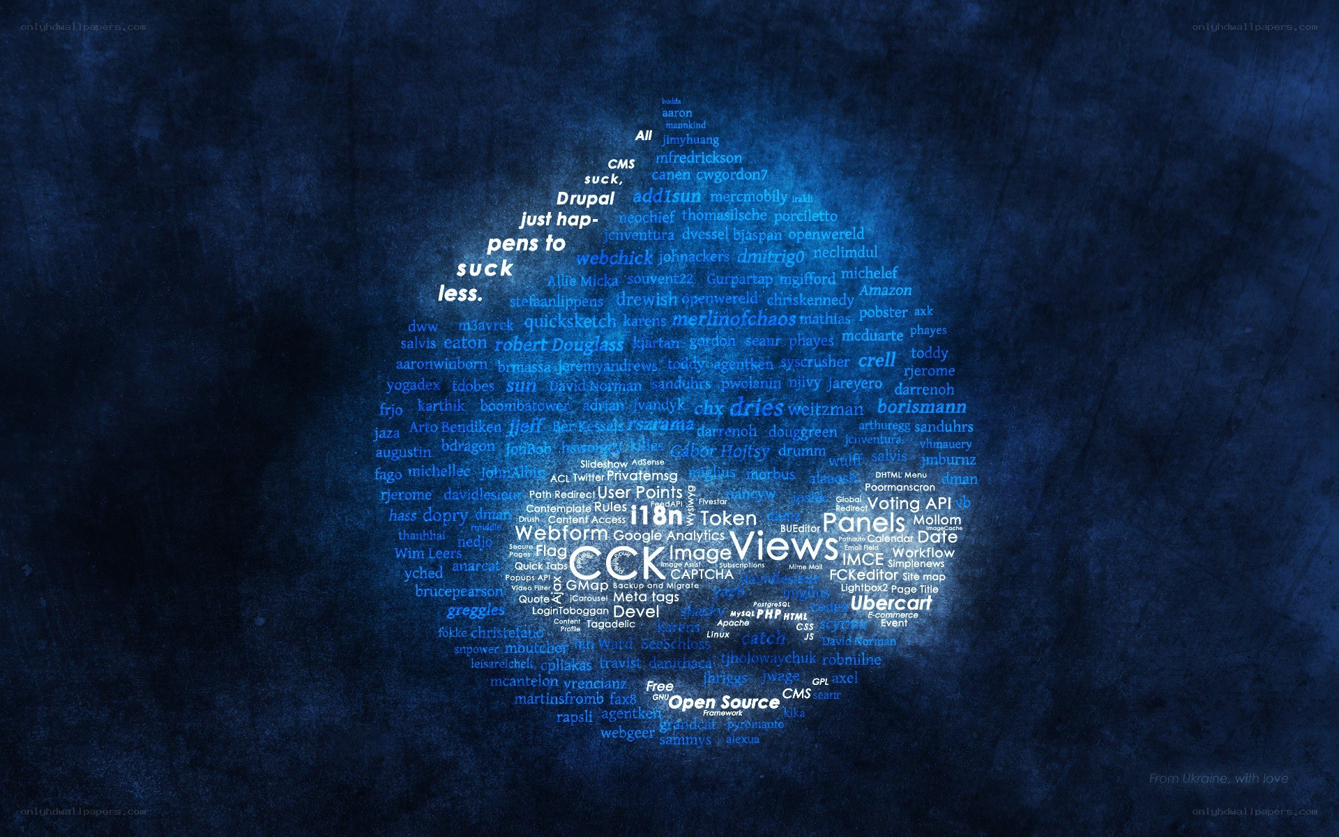 Word cloud of web development terms