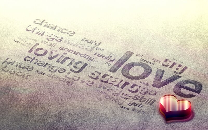 Word Cloud with Heart — Gray
