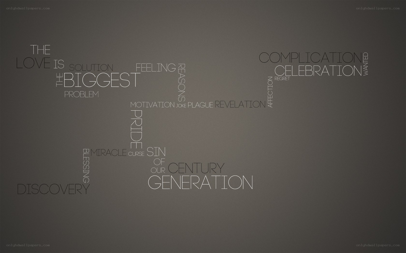word cloud with love and generation