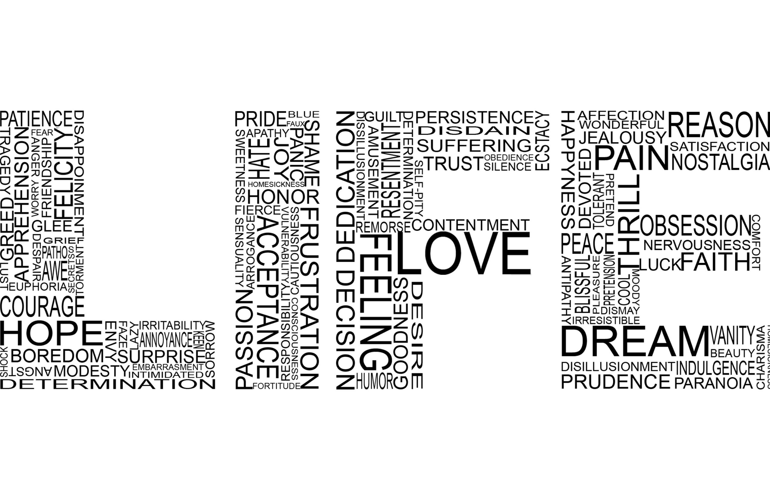 word cloud with love at center