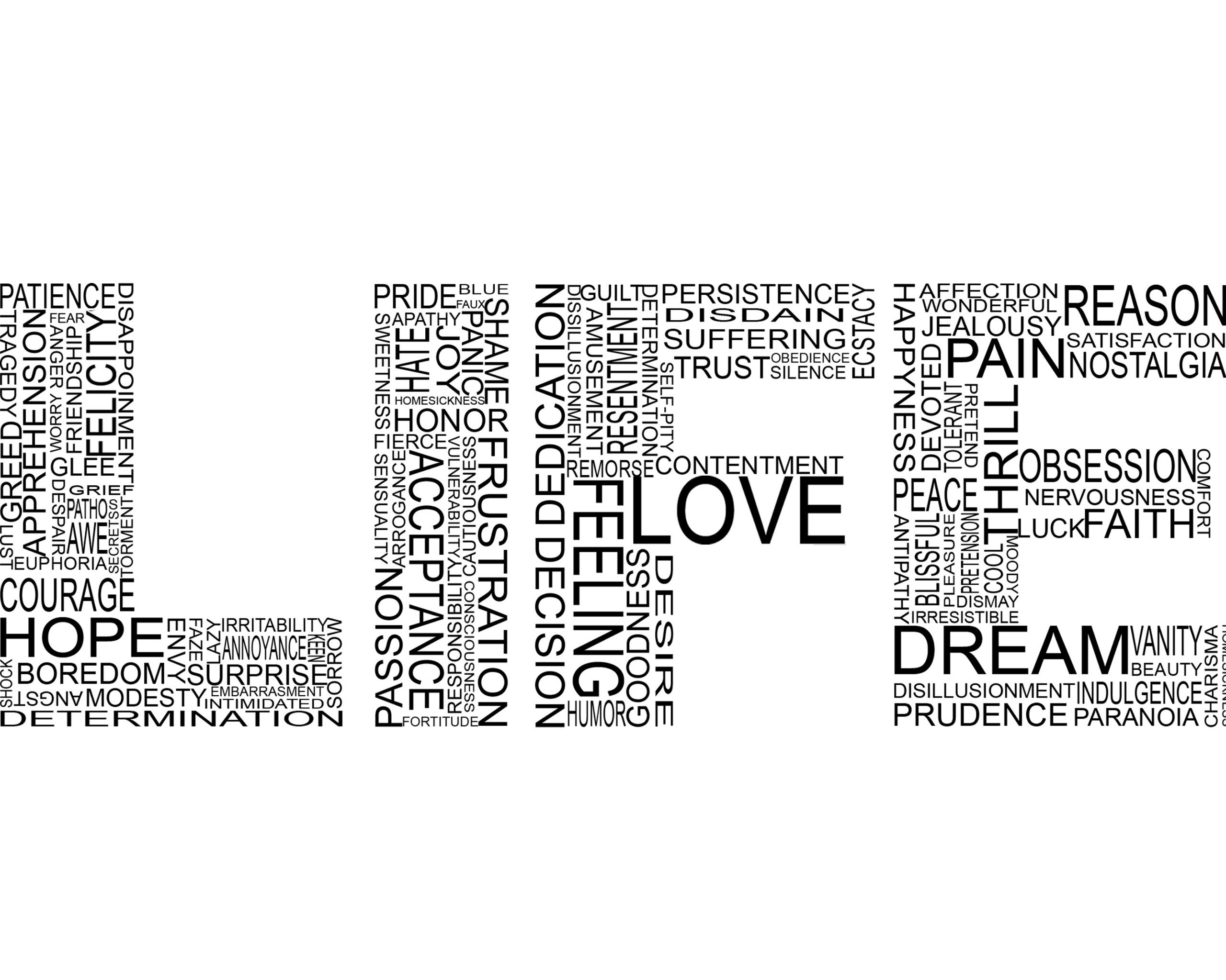 word cloud with love theme