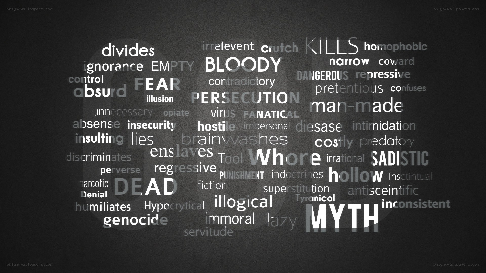 Word cloud with negative concepts