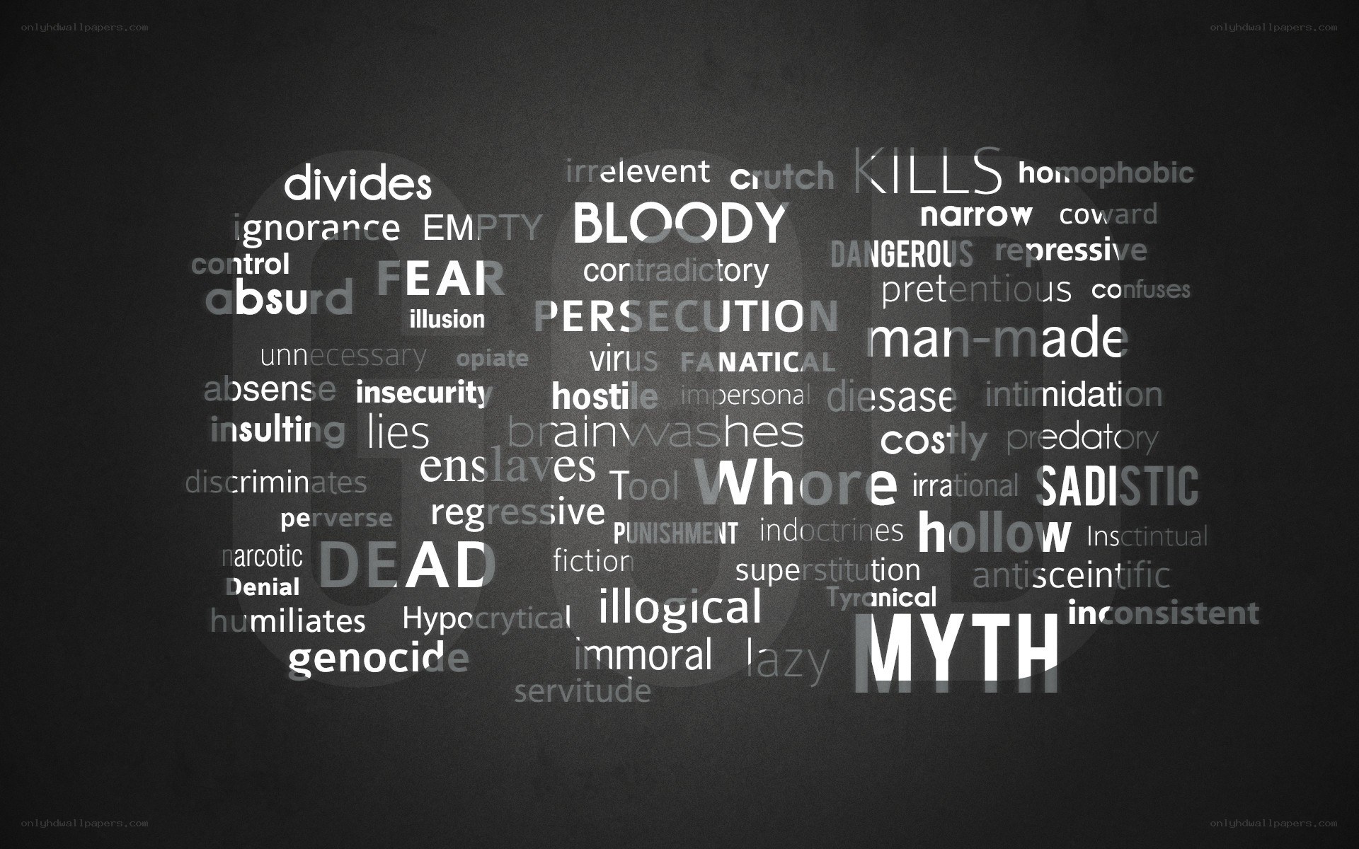 Word cloud with negative terms