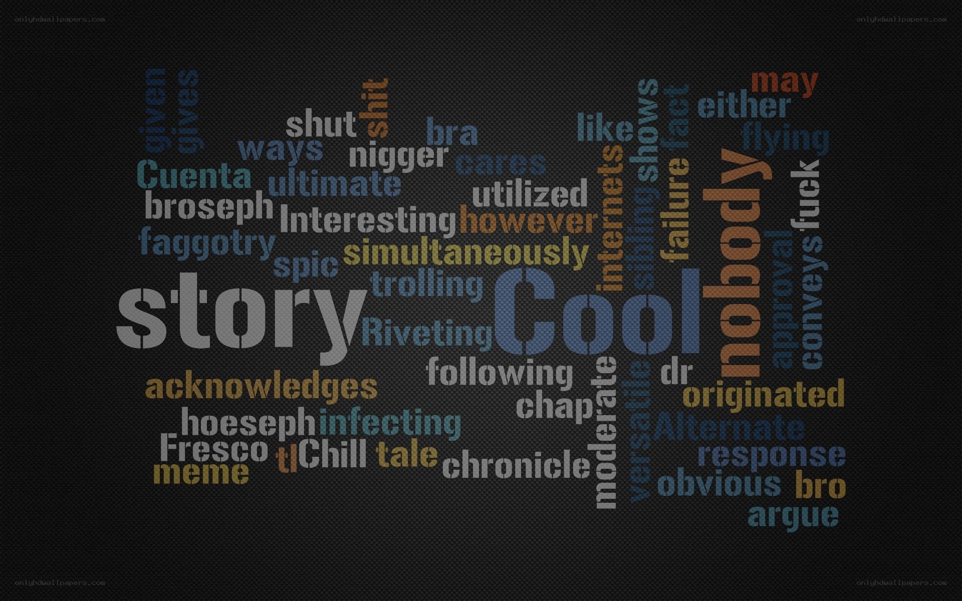 word cloud with story and cool