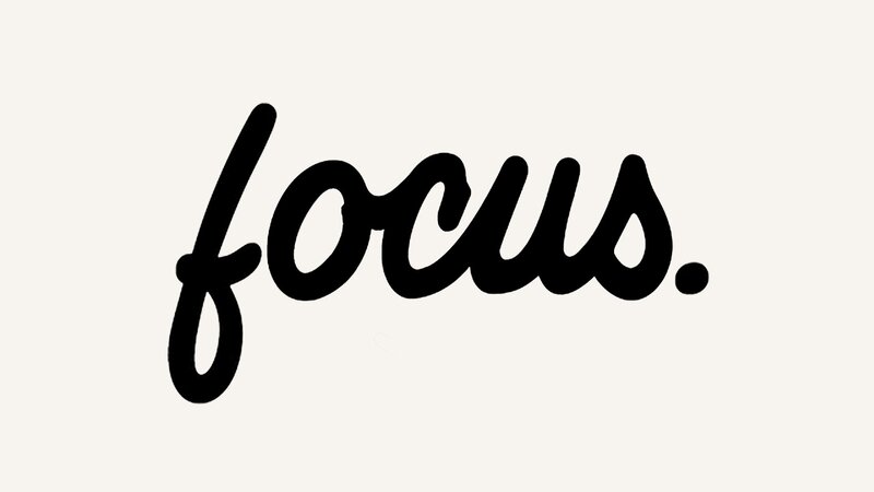 word focus in script font