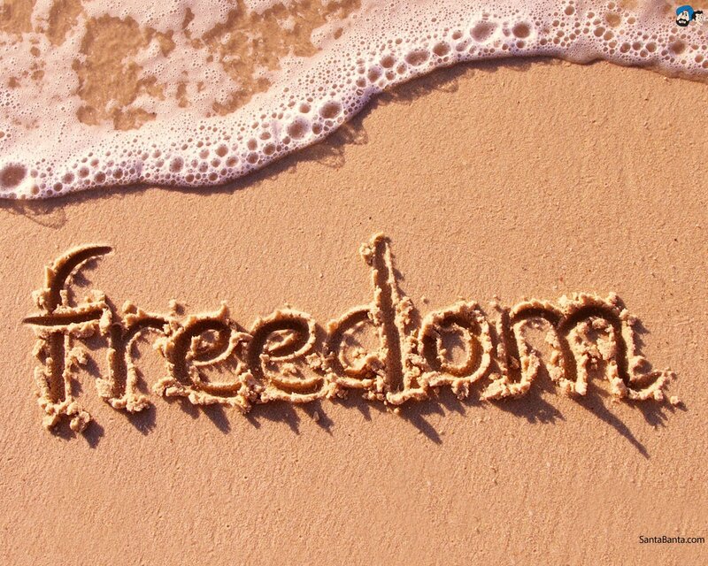 Word Freedom in Sand — Serene