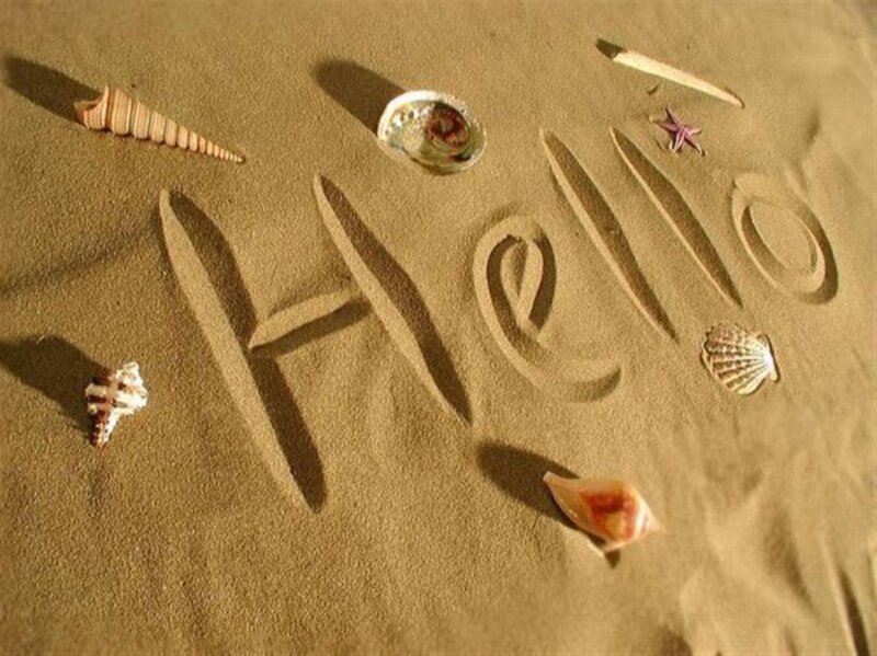 Word Hello in Sand