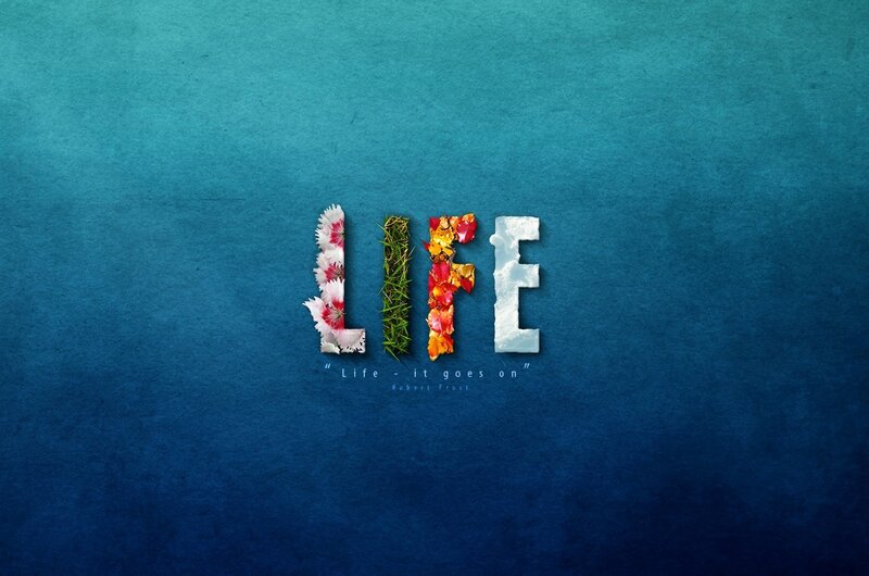 Word Life Made of Flowers