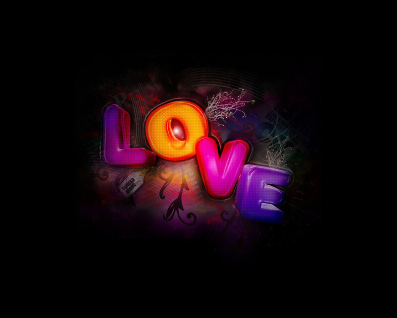 Word Love in Colorful Letters — Purple