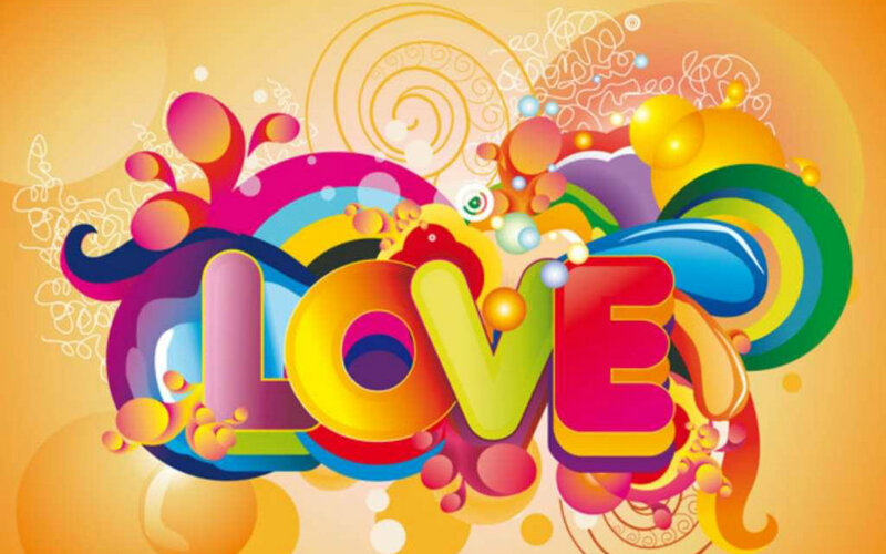 Word Love in Colorful Letters