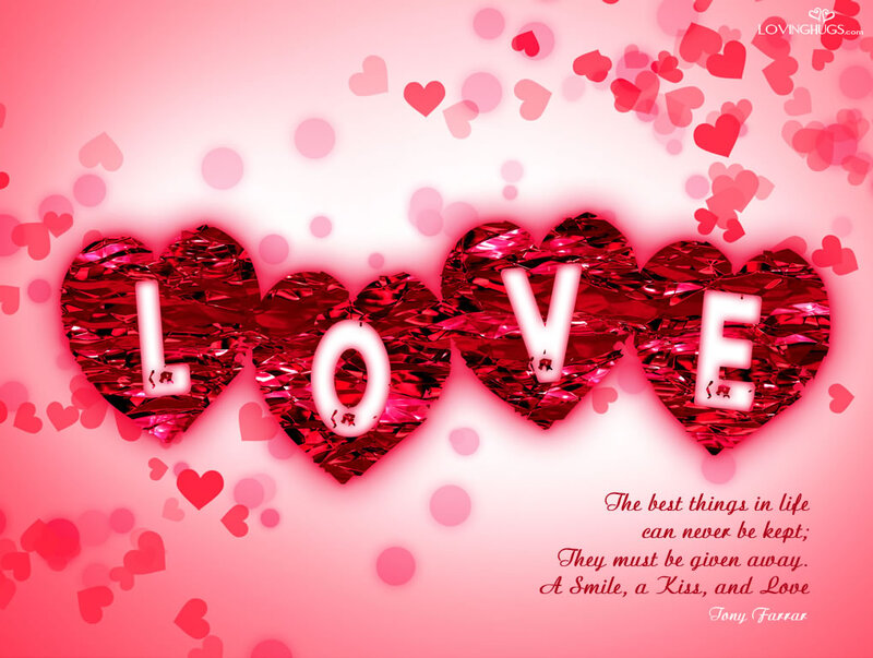Word Love in Hearts