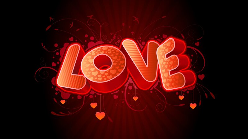 Word Love in Red Letters — Romantic