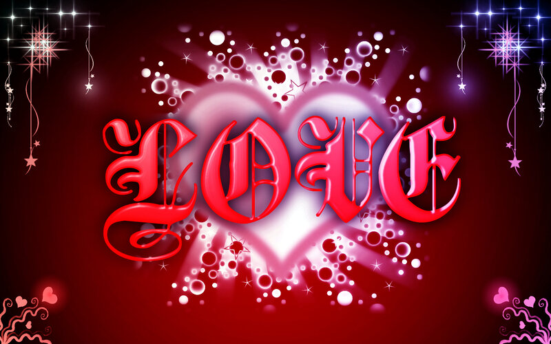 Word Love in Red Letters