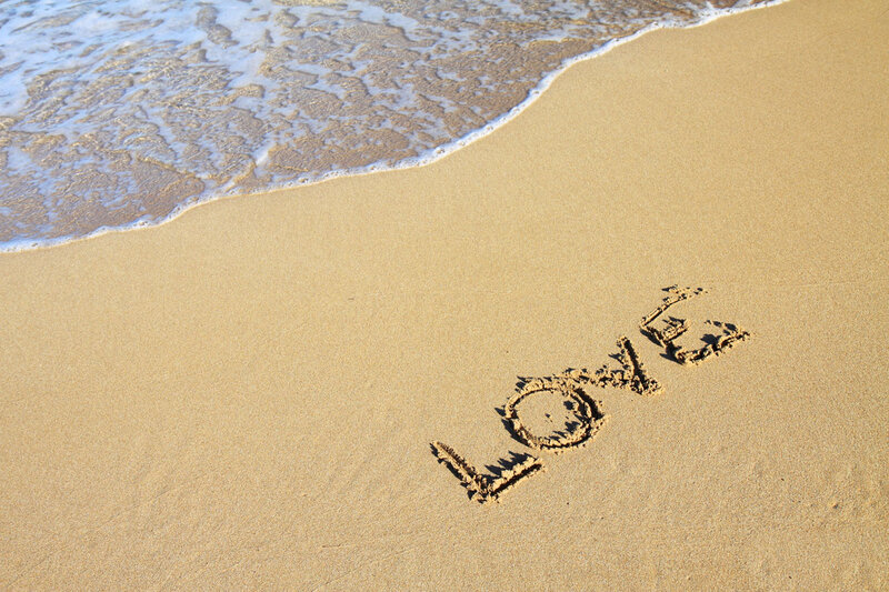Word Love in Sand — Beige, Serene, Afternoon