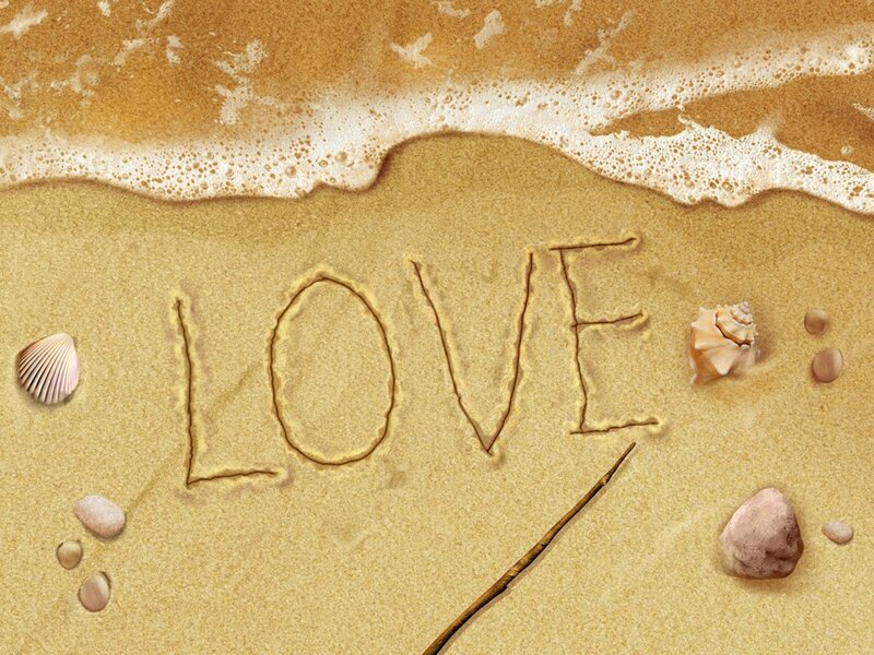 Word Love in Sand — Beige, Serene