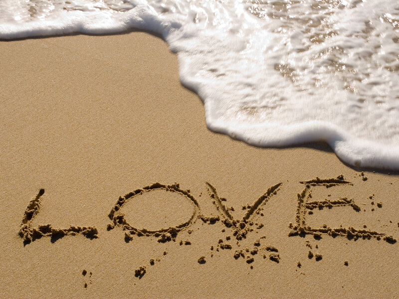Word Love in Sand — Brown
