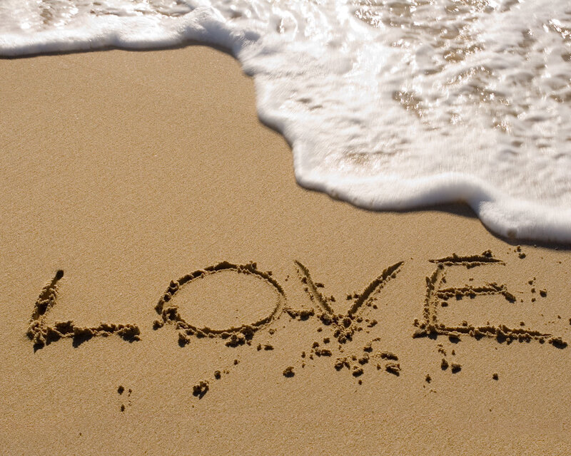 Word Love in Sand