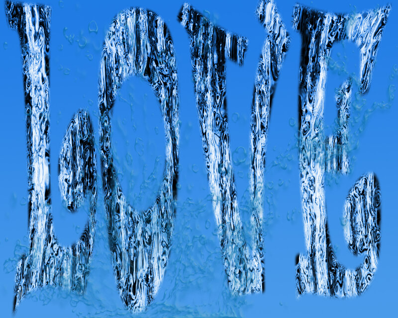 Word Love in Water — Blue
