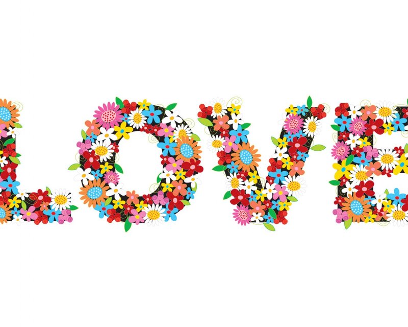 Word Love Made of Flowers