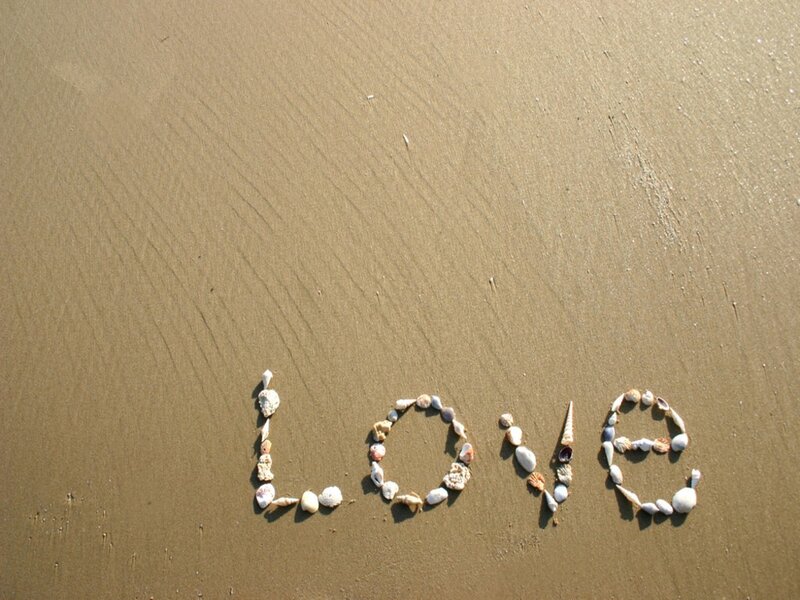 Word Love Made of Shells