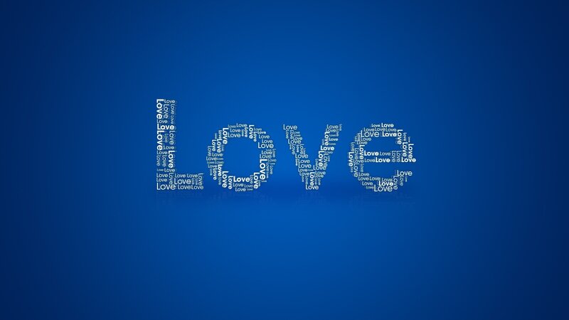 Word Love Made of Text — Blue, Calm, Digital Art