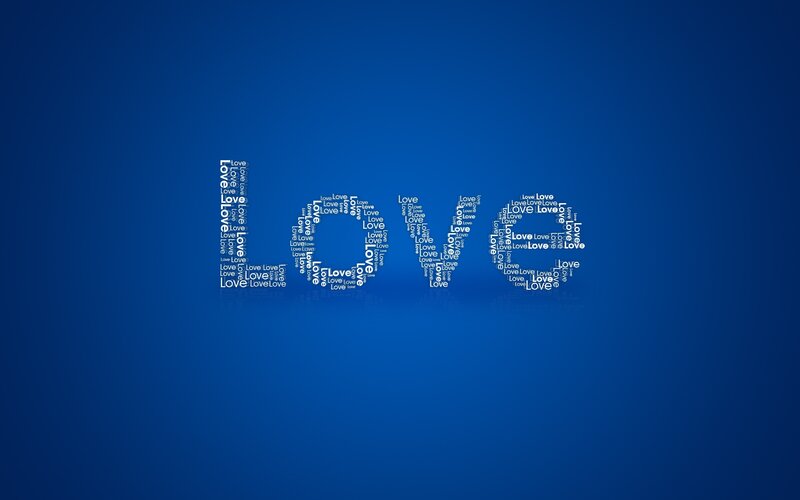 Word Love Made of Text — Blue