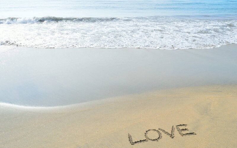 Word Love on Beach — Beige