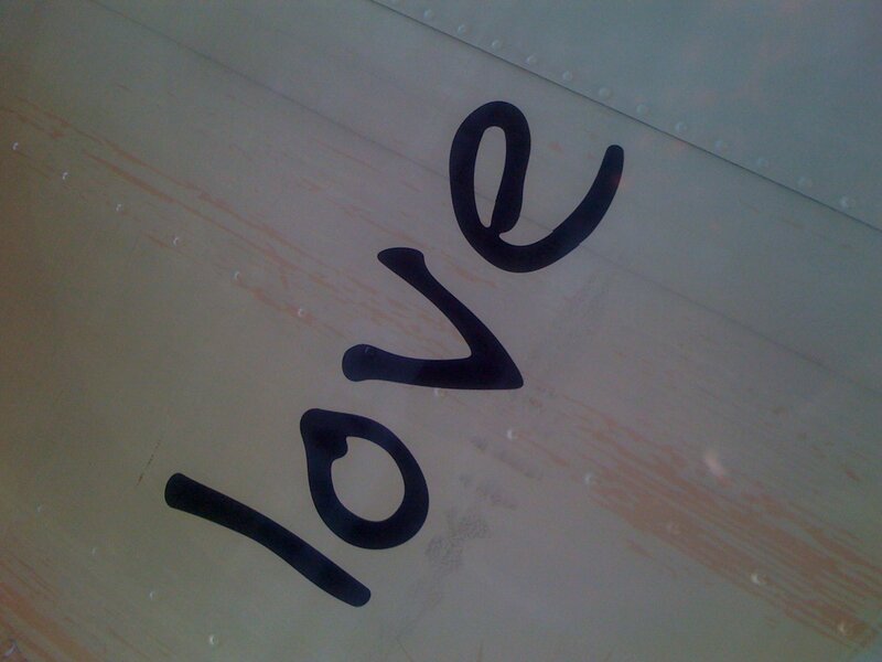 Word Love on Metal Surface
