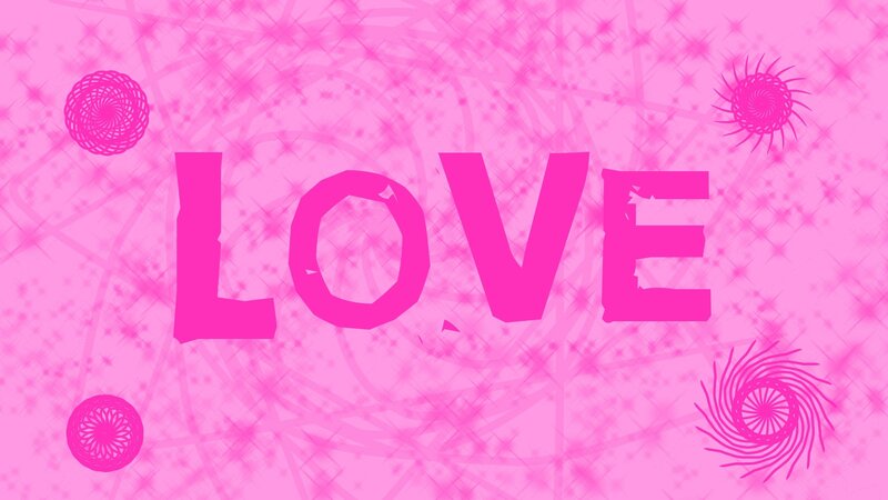 Word Love on Pink Background — Playful