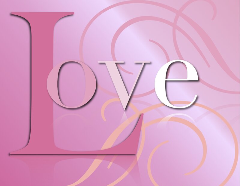 Word Love on Pink Background
