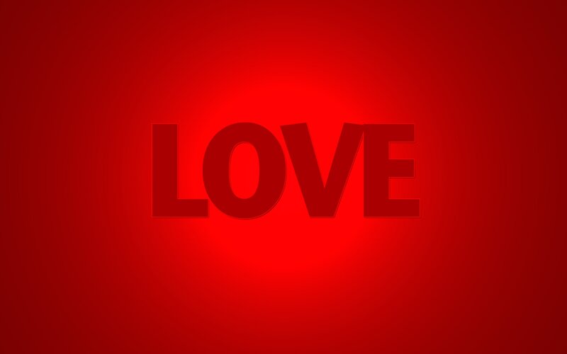 Word Love on Red Background — Minimalist, Vector Art