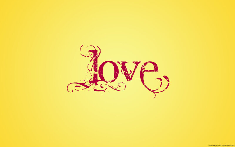 Word Love on Yellow Background