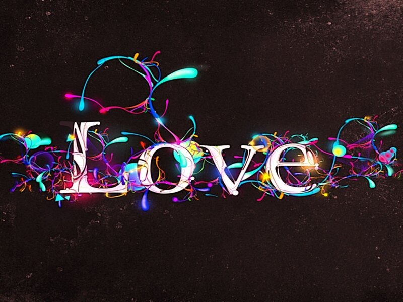 Word Love with Colorful Splashes — Black, Vibrant