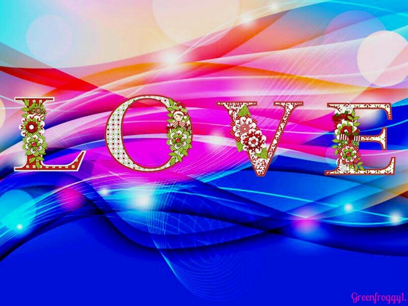 Word Love with Floral Design — Blue