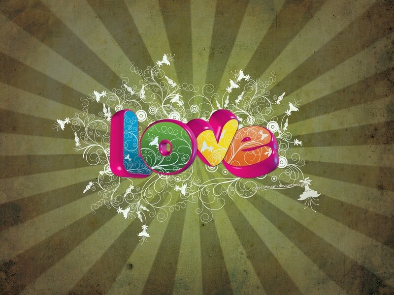 Word Love with Floral Design — Pink