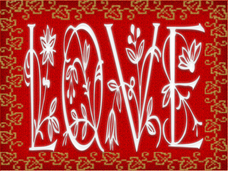 Word Love with Floral Design