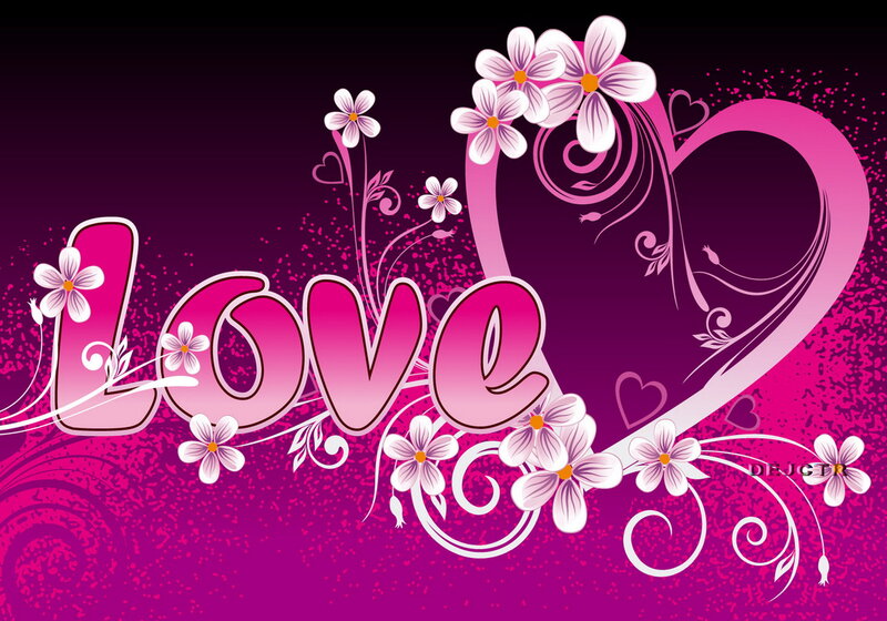 Word Love with Flowers — Pink