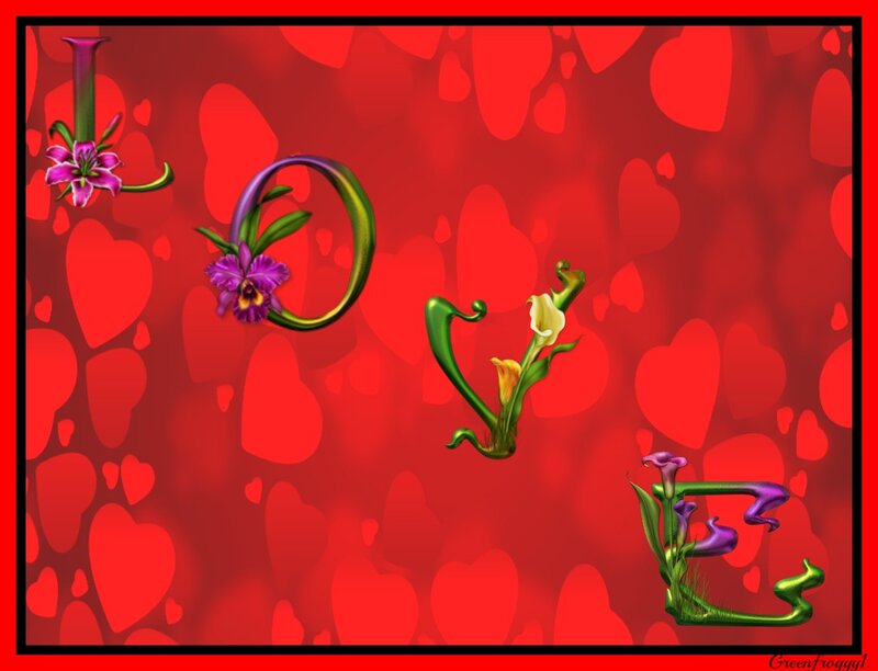 Word Love with Flowers — Red