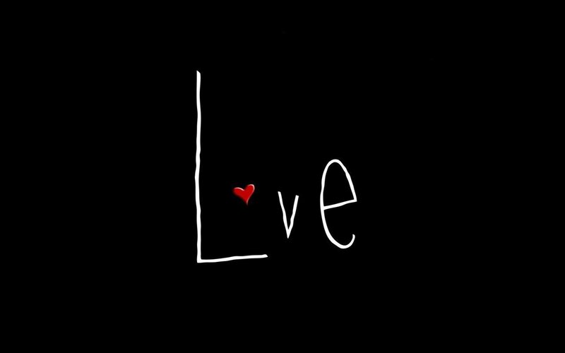 Word Love with Heart — Black, Simple