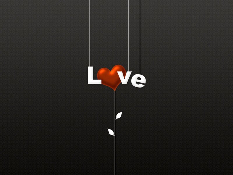 Word Love with Heart — Black
