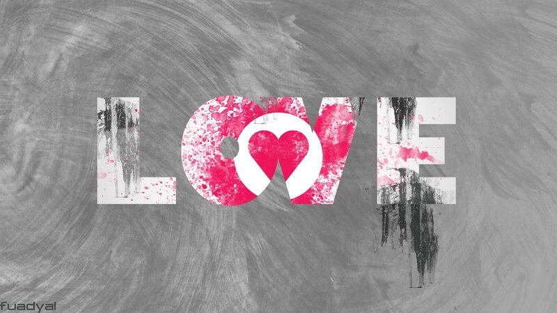 Word Love with Heart — Gray