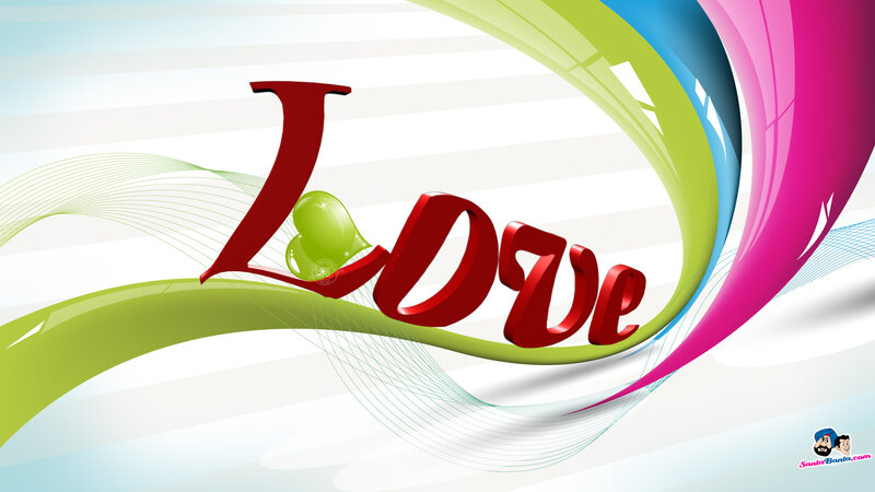Word Love with Heart — Red, Colorful