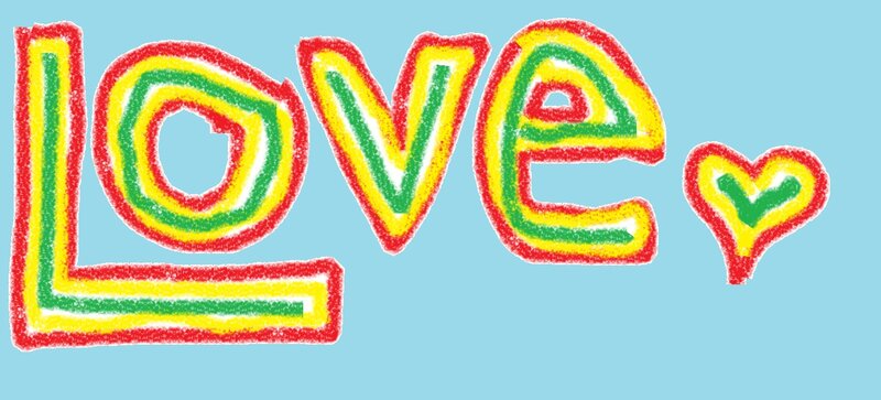 Word Love with Heart — Red, Playful