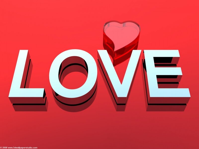 Word Love with Heart — Red, Romantic, 3d Render
