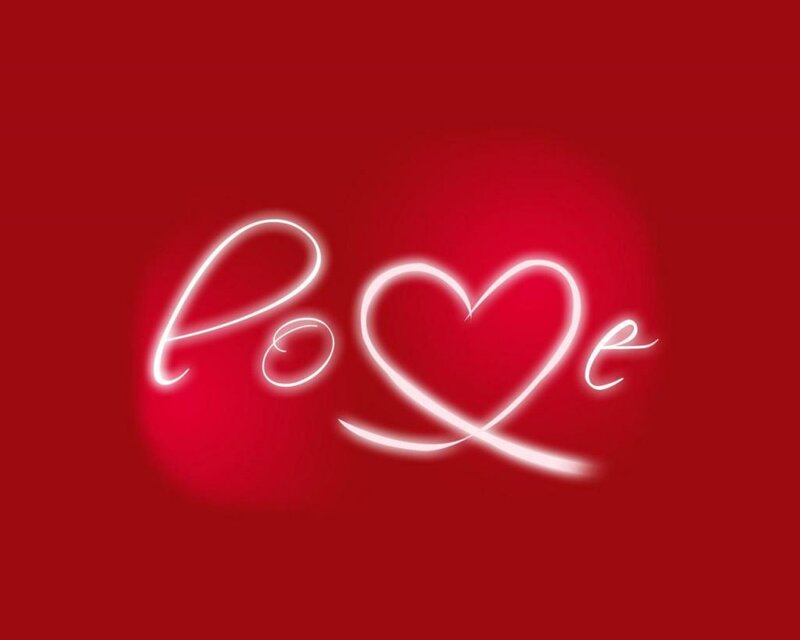 Word Love with Heart — Red, Romantic, Digital Art